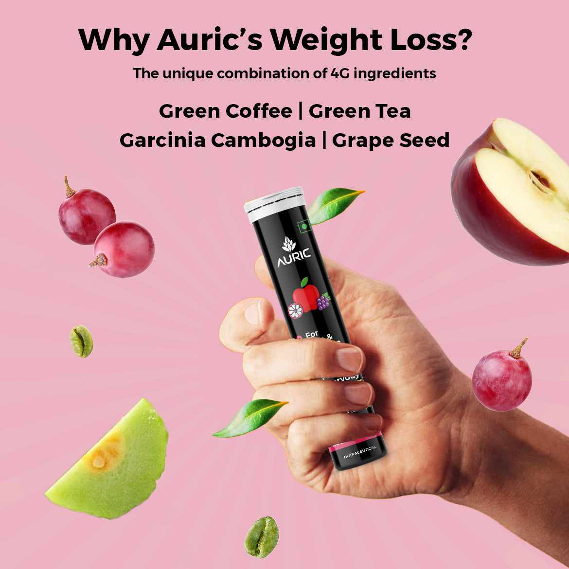 Auric Get Slim Effervescent For Weight Loss Tablet - Drop Fizz & Drink