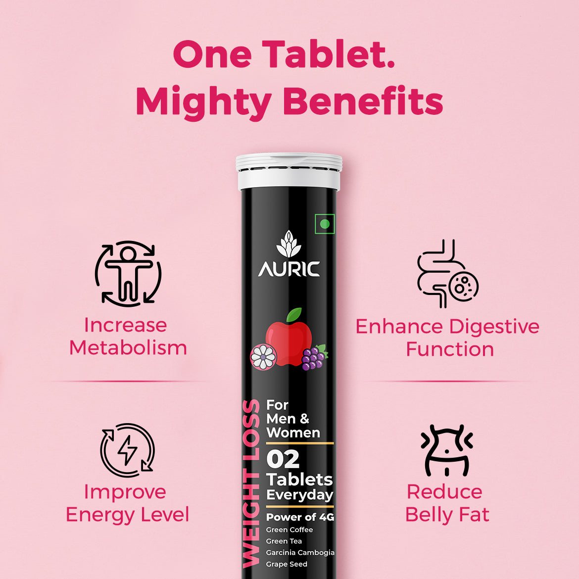 Auric Get Slim Effervescent For Weight Loss Tablet - Drop Fizz & Drink