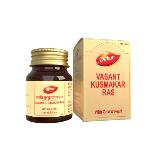 Dabur Vasant Kusumakar Ras With Gold & Pearl Tablet | For General Weakness, Heart Health, Immunity & Antioxidant Support