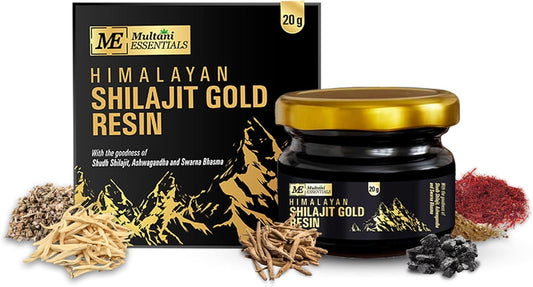 Multani Essentials Himalayan Shilajit Gold Resin With Ashwagandha, Safed Musli & Gold Extract | Stamina, Energy, And Power