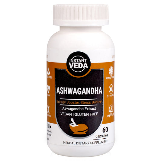 Instant Veda Ashwagandha Root Extract Capsules –  Boosts Energy, Muscle Strength & Stress Relief Ayurvedic Supplement For Men & Women