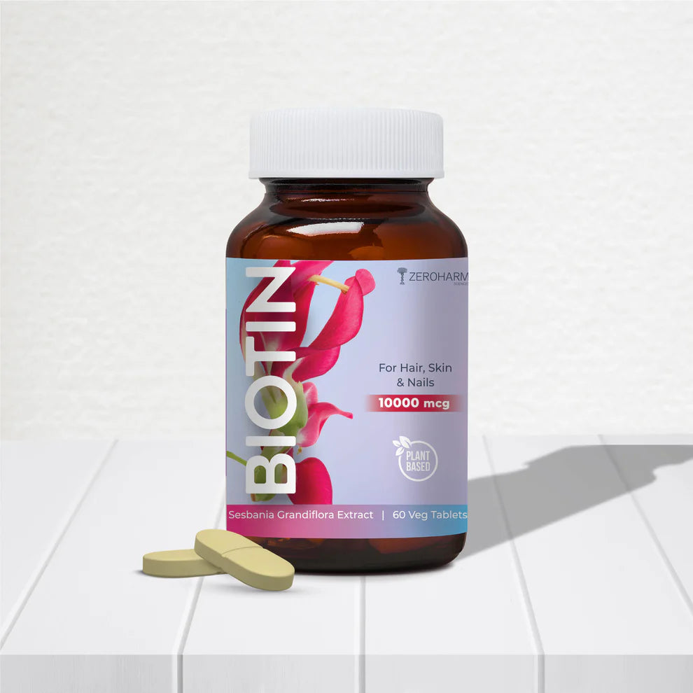 Zeroharm Biotin 10000 Mcg Tablets For Hair, Skin & Nails