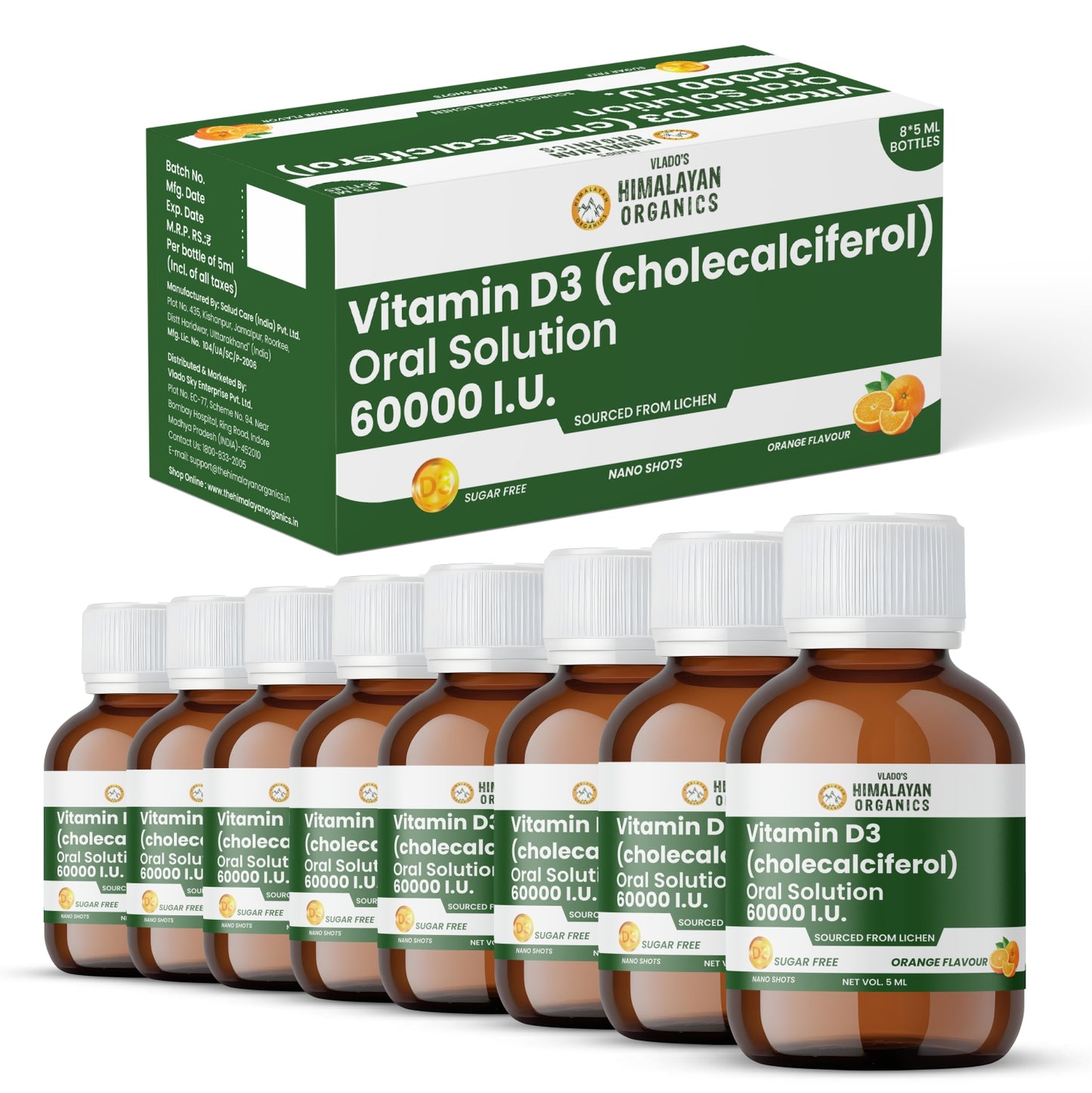 Himalayan Organics Vitamin D3 60000 Iu Shots | Cholecalciferol Vitamin D3 60000 Iu Supplement I Sugar Free
