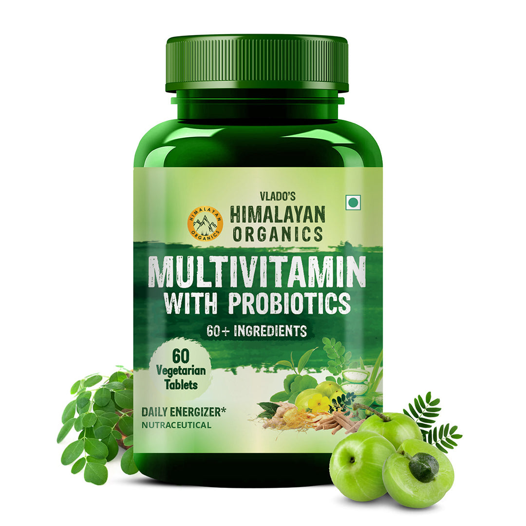 Himalayan Organics Multivitamin With Probiotics Vitamin C D E B3 B5 B12 Zinc Magnesium Giloy And Biotin Tablets