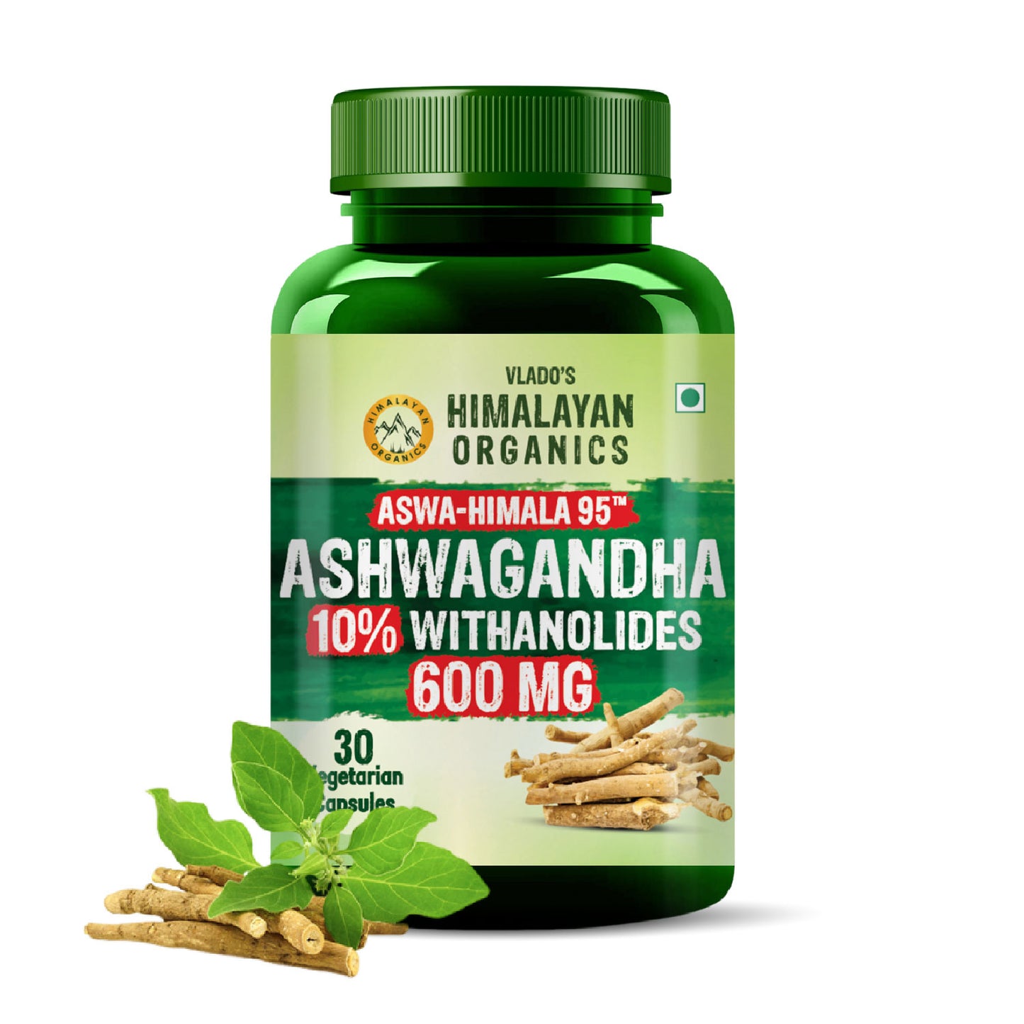 Himalayan Organics Pure Ashwagandha 10% Withanolides 600 Mg Capsules