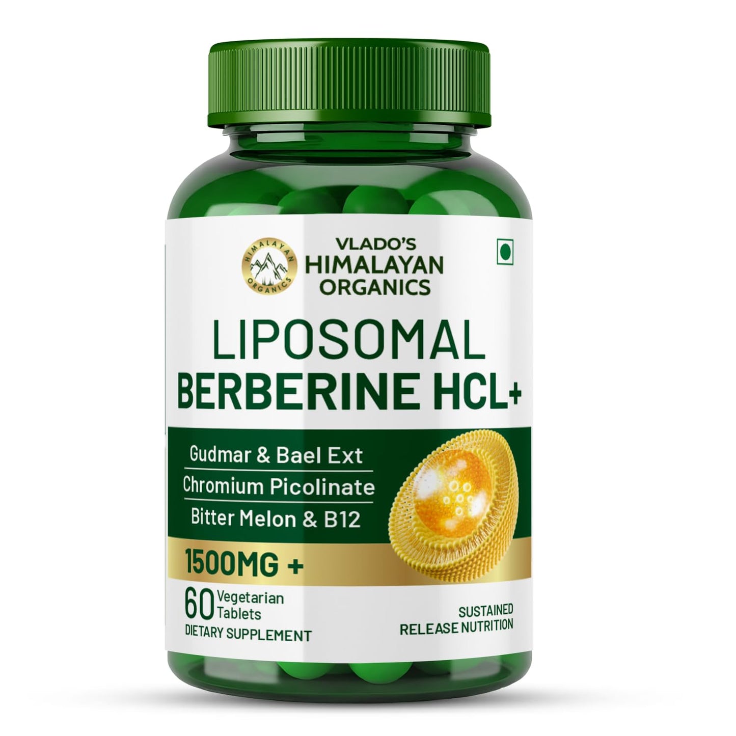 Himalayan Organics Liposomal Berberine HCL+ 1500mg+ with Piperine, Chromium, Bitter Melon, Bael, Gudmar & Vitamin B12