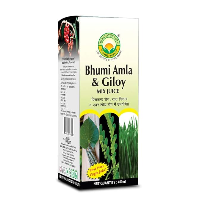 Basic Ayurveda Bhumi Amla And Giloy Mix Juice Wheat Grass Yukta