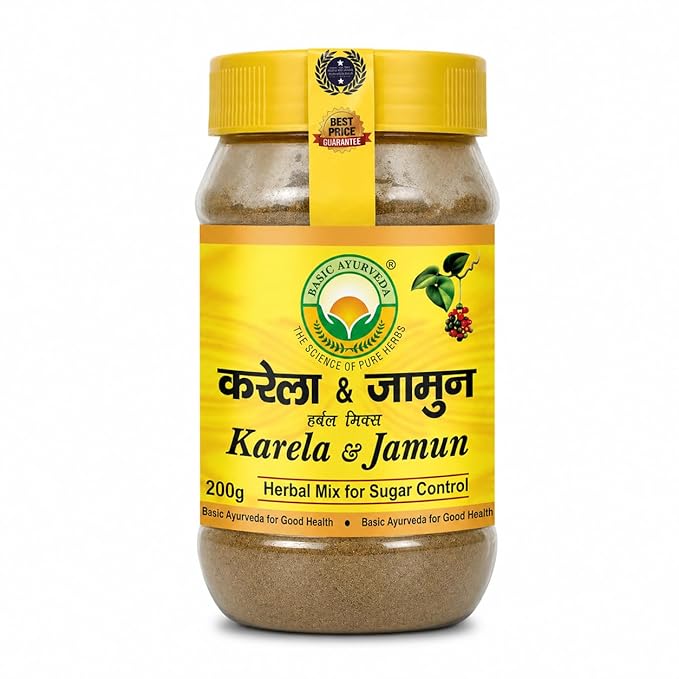 Basic Ayurveda Karela And Jamun Herbal Mix Powder For Blood Sugar Support And Metabolic Health