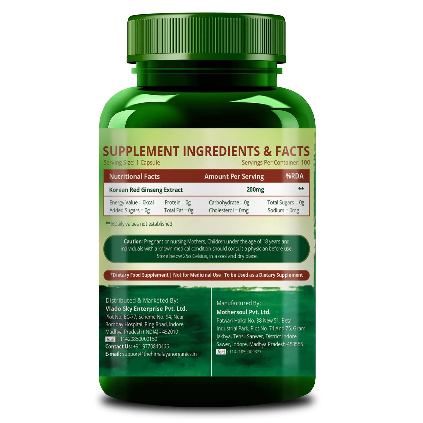Himalayan Organics Korean Red Ginseng 800mg | Energy & Immunity