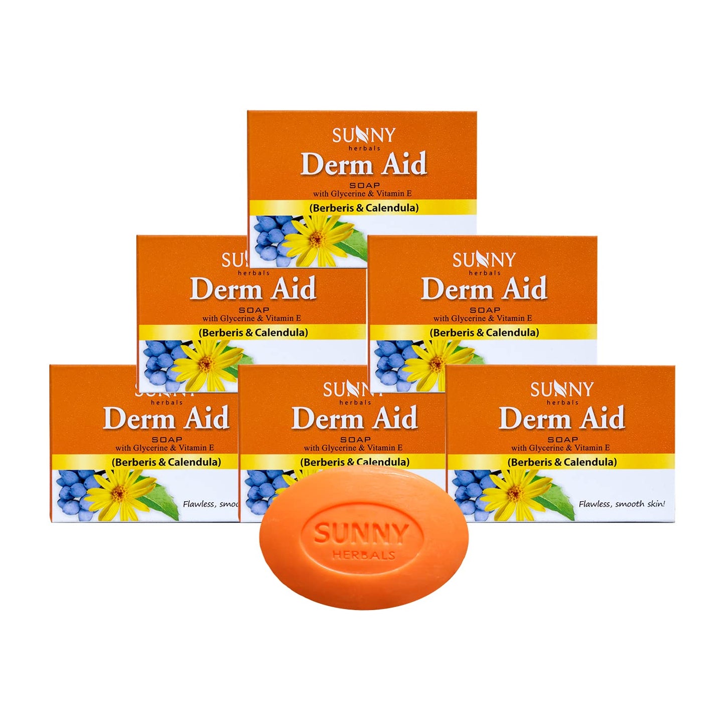 Sunny Herbals Derm Aid Soap With Glycerine & Vitamin E Free Skin Pack Of 6
