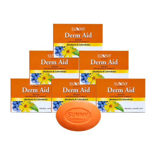 Sunny Herbals Derm Aid Soap With Glycerine & Vitamin E Free Skin Pack Of 6