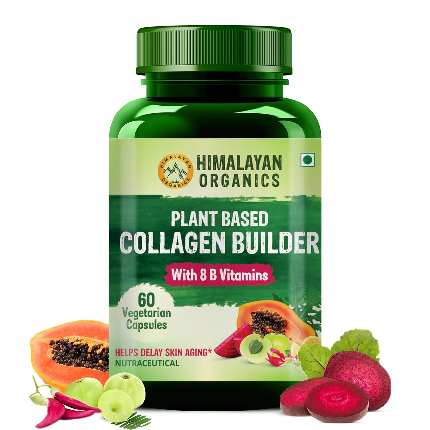 Himalayan Organics Plant Based Collagen Builder For Hair And Skin With Biotin And Vitamin C Capsules