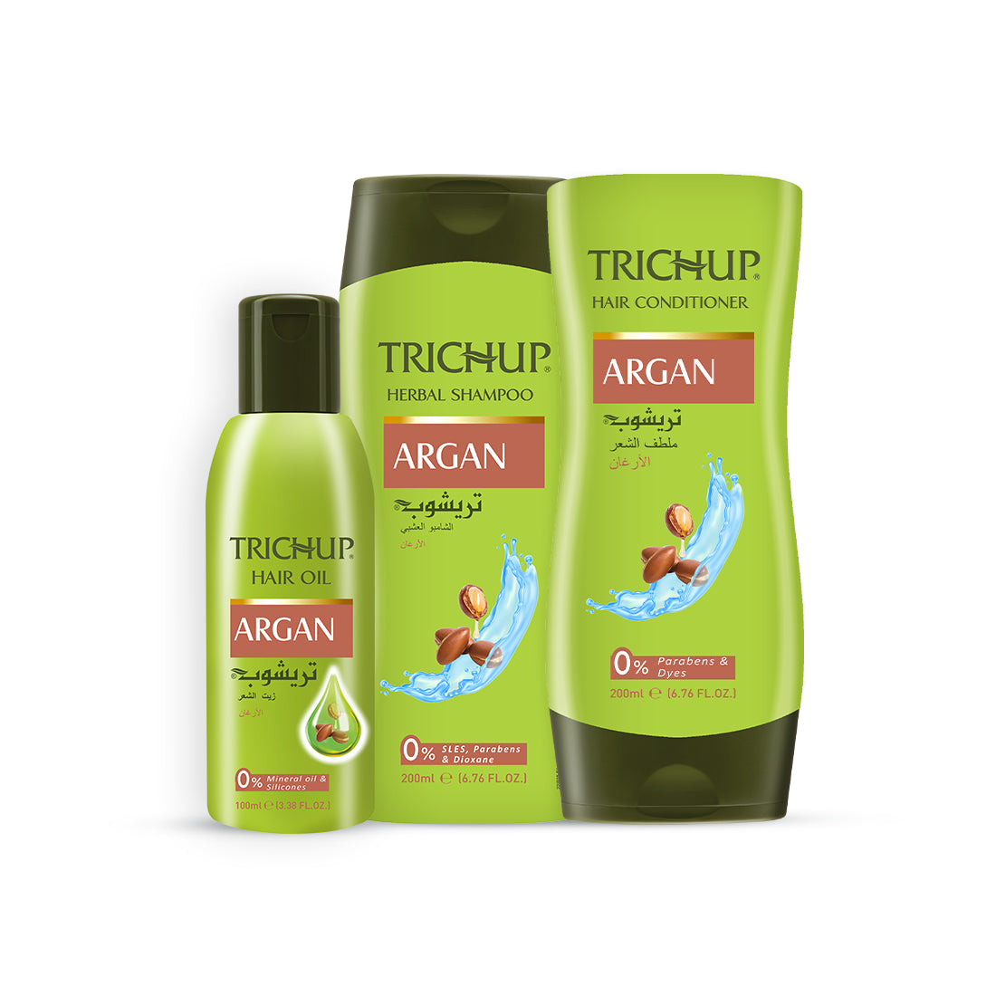 Vasu Trichup Argan Hair Care Kit For Soft Shiny and Bouncy Hair Oil Shampoo and Conditioner Kits