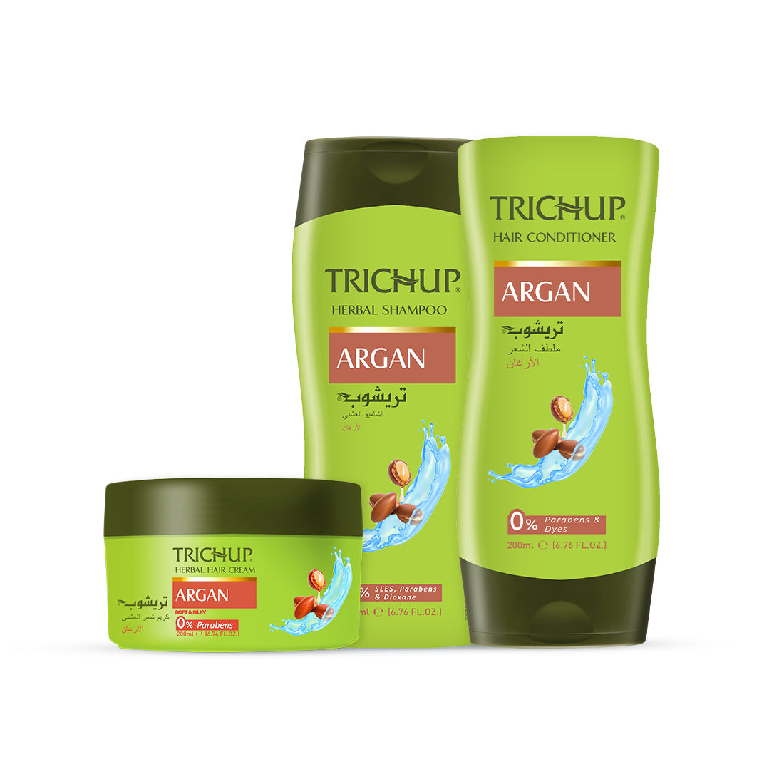 Vasu Trichup Argan Herbal Hair Care Kit For Soft Shiny & Bouncy Hair Shampoo Conditioner & Cream