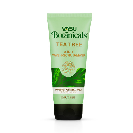Vasu Botanicals Tea Tree 3 in 1 Face Mask Scrub Wash For Acne and Pimple