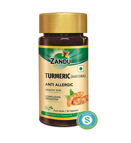 Zandu Turmeric Haridra Capsules For Anti Allergic