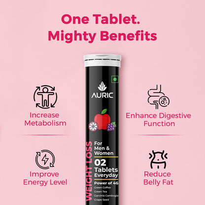 Auric Get Slim Effervescent For Weight Loss Tablet - Drop Fizz & Drink