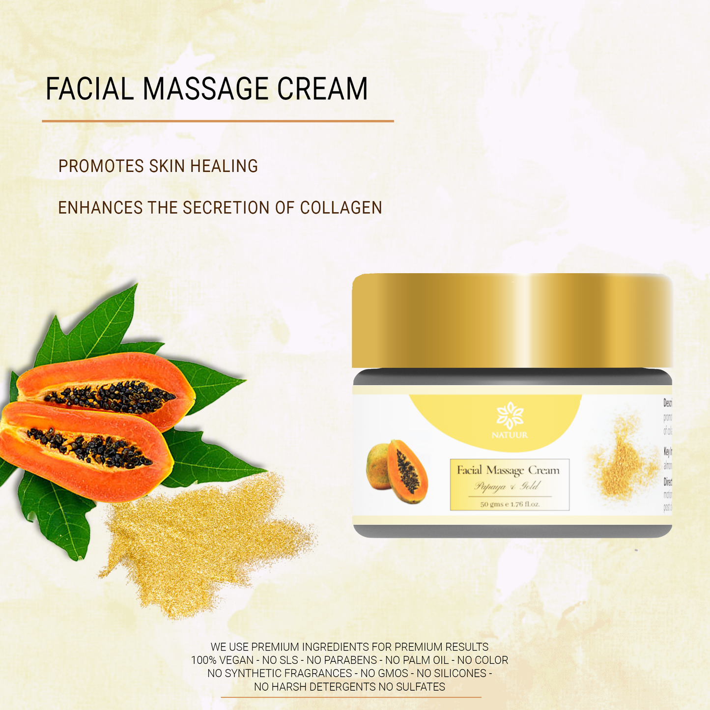 Natuur Facial Massage Cream Papaya & Gold