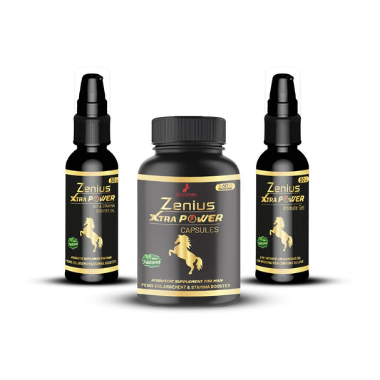 Zenius Xtra Power Kit For Men Sexual Solution 60 Capsules & 50ml oil & 50ml gel