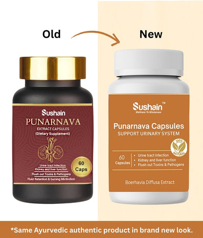 Sushain Punarnava Extract Capsules For Uti Kidney And Liver Care