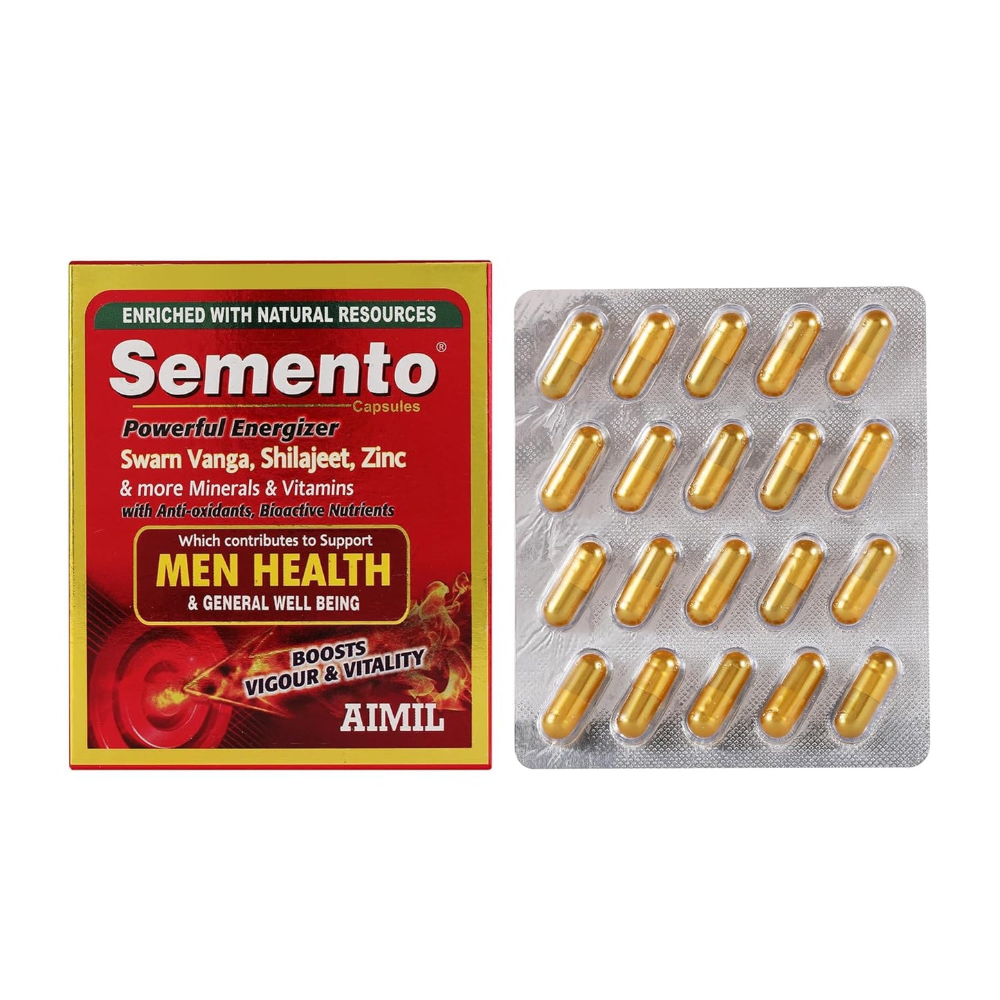 Aimil Semento Capsules Helps Swarn Vanga, Shilajeet, Zinc & Minerals & Vitamins