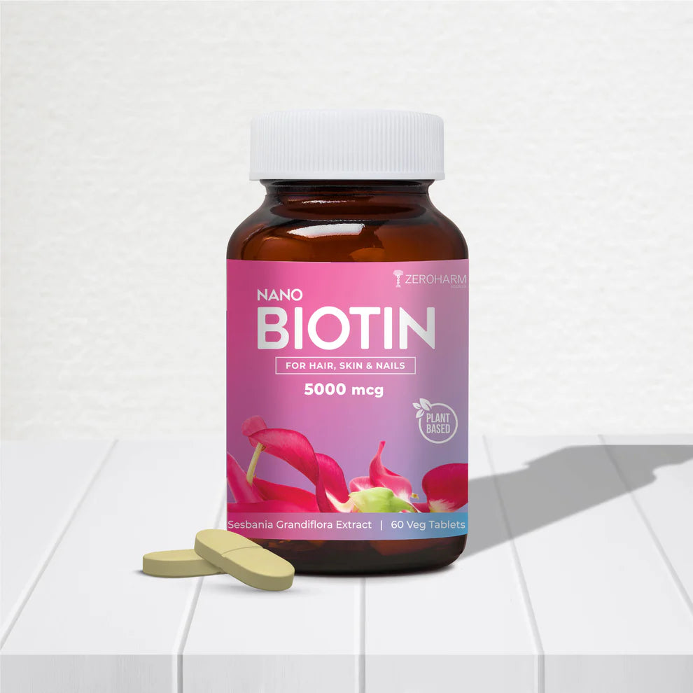 Zeroharm Nano Biotin 5000 Mcg Tablets For Hair, Skin & Nails