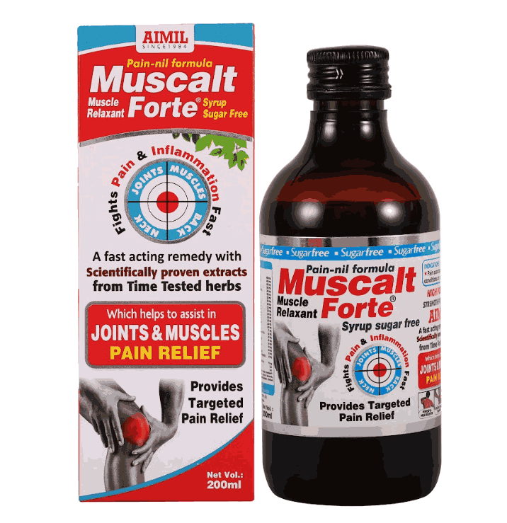 Aimil Muscalt Forte Syrup Sugar Free Helps Pain Relief