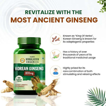 Himalayan Organics Korean Red Ginseng 800mg | Energy & Immunity
