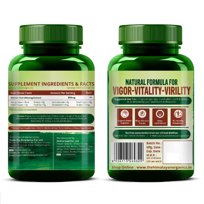 Himalayan Organics Korean Red Ginseng 800mg | Energy & Immunity
