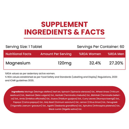 Himalayan Organics Plant Based Magnesium Supplement 1360mg Tablets
