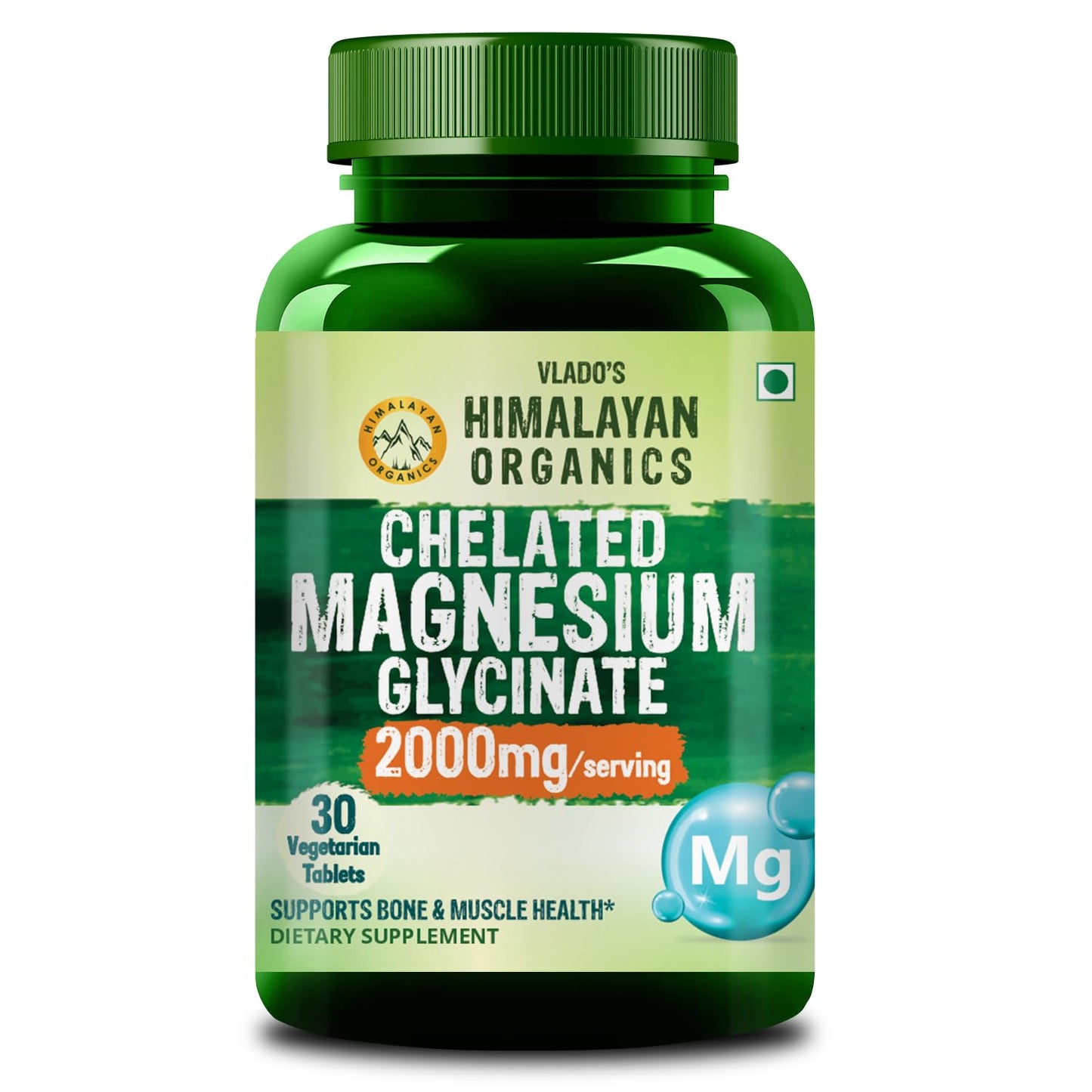 Himalayan Organics Chelated Magnesium Glycinate Supplement 2000mg Per Serving