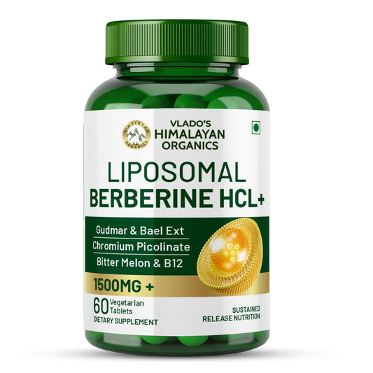 Himalayan Organics Liposomal Berberine HCL+ 1500mg+ with Piperine, Chromium, Bitter Melon, Bael, Gudmar & Vitamin B12