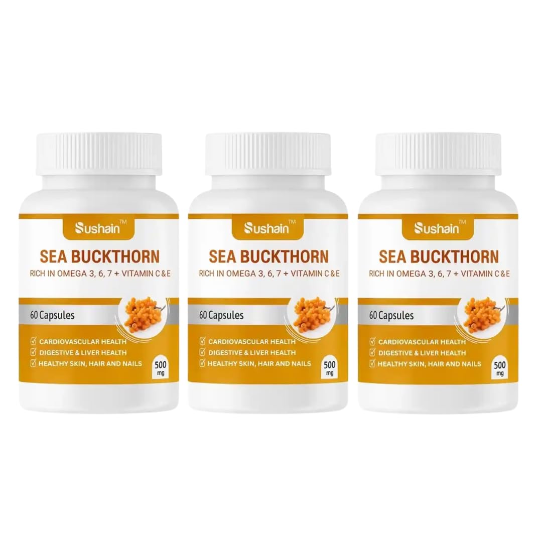 Sushain Sea Buckthorn Capsules With Vitamin C & Natural Omega 7 for Skin & Hair