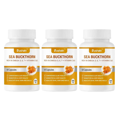 Sushain Sea Buckthorn Capsules With Vitamin C & Natural Omega 7 for Skin & Hair