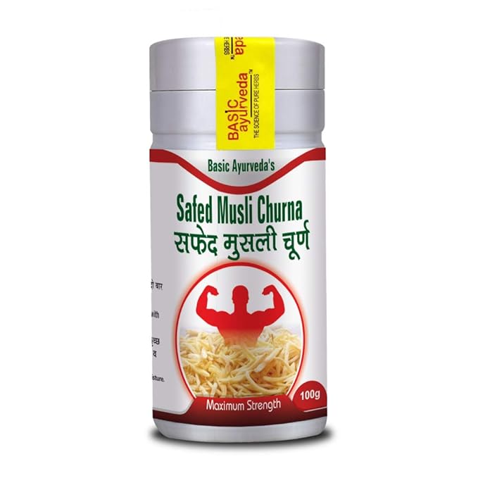 Basic Ayurveda Safed Musli Churna For Strength Stamina And Vitality Support