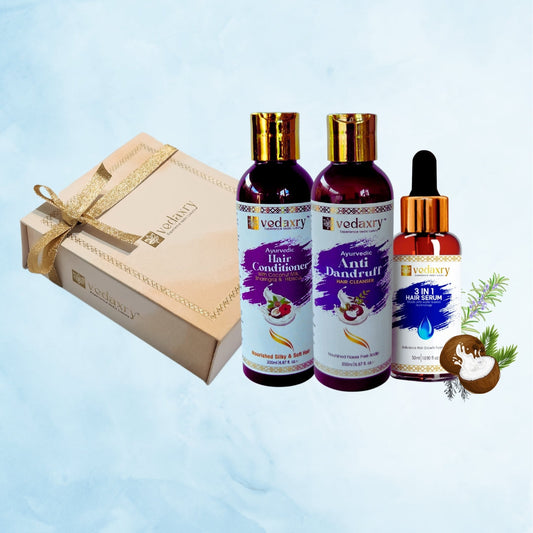 Vedaxry Anti Dandruff Hair Kit & Itchy Scalp Pack, Hair Cleanser, Hair Conditioner + Hair Oil & Hair Serum