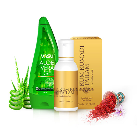 Vasu Aloe Vera Gel and Kumkumadi Tailam For Radiant Skin