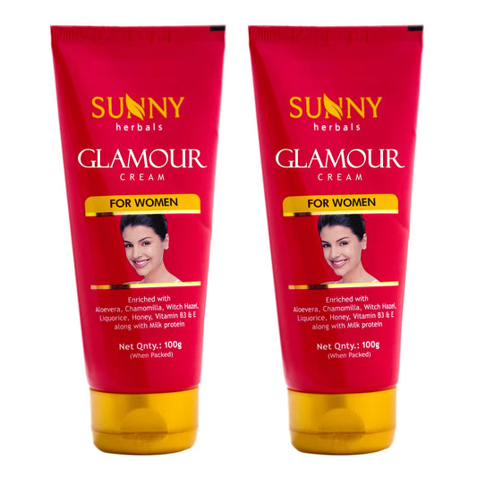 Sunny Herbals Glamour Cream Enriched With Aloe Vera Chamomilla Vitamin B3 And E To Moisturize And Lighten Skin For Women Pack Of 2