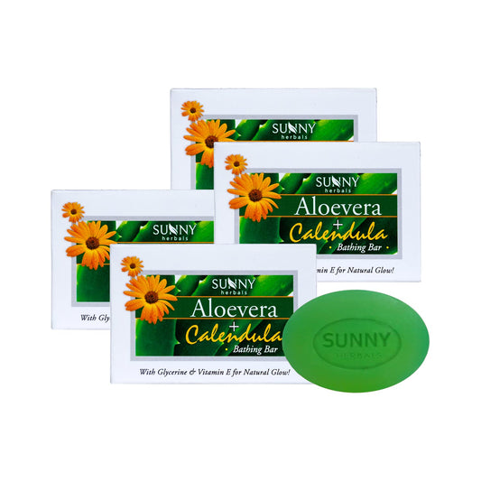 Sunny Herbals Aloevera + Calendula Bathing Bar Pack 0F 4