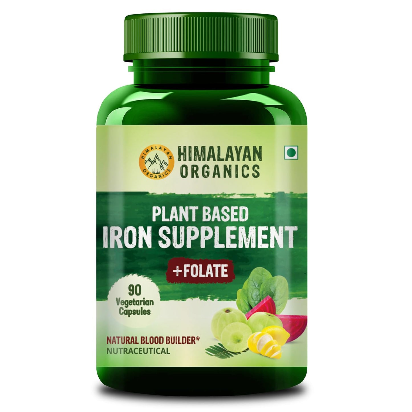 Himalayan Organics Plant Based Iron Supplement With Folate Boost Energy Capsules