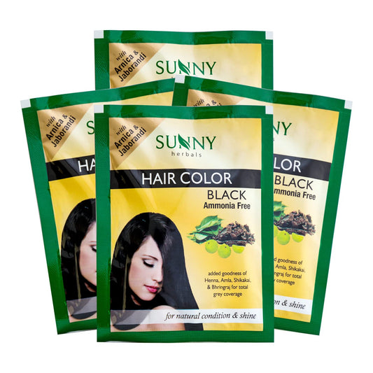 Sunny Herbals Hair Color Black Ammonia Free With Unique Blend Of Henna Amla Shikakai & Bhringraj Pack Of 4