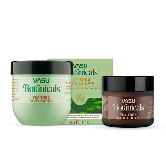 Vasu Botanicals Tea Tree Face Cream & Body Scrub Combo