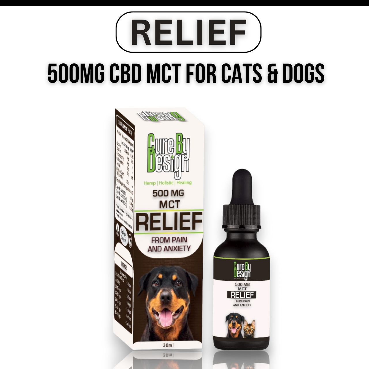 Cure By Design Relief 500Mg Cbd Oil For Cats & Dogs