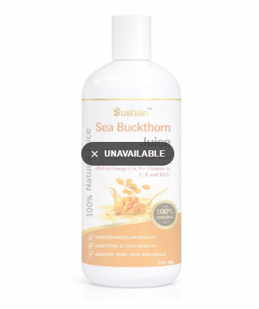 Sushain Sea Buckthorn Juice - Rich in Omega 3,6,9 & Vitamin C,E,B12