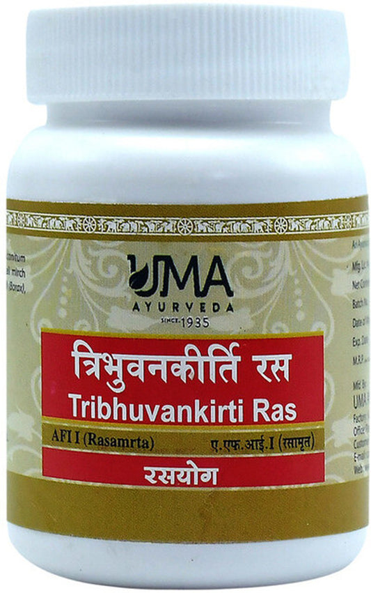 Uma Ayurveda Tribhuvan Kirti Ras Tablets